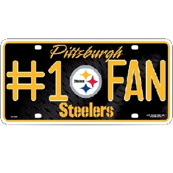 🆕🏈 PITTSBURGH STEELERS EMBOSSED ALUMINUM #1 FAN LICENSE PLATE -NFL - UNISEX - Picture 1 of 1